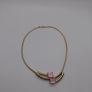 Elegant Gold and Pink Necklace